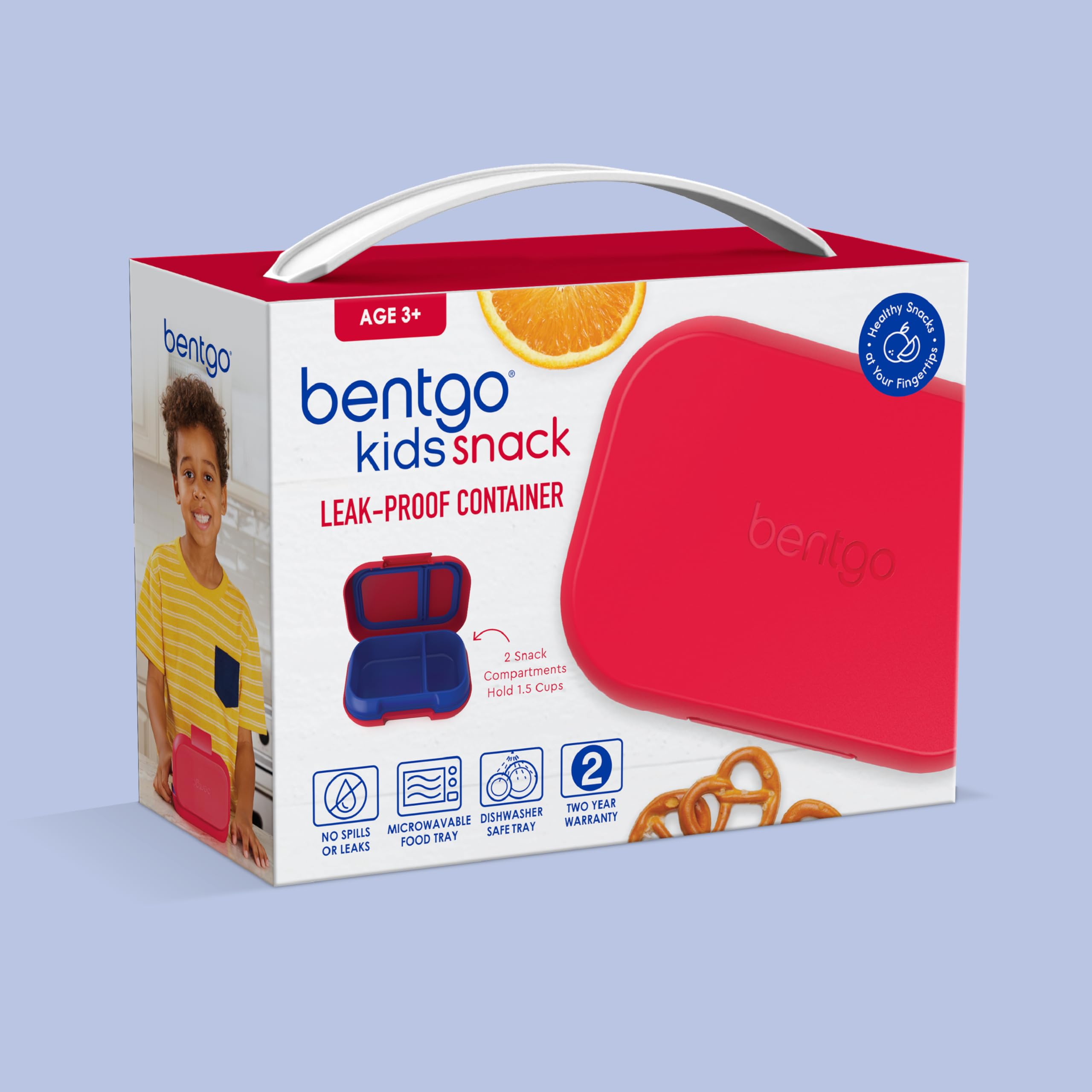 Bentgo Kids Snack - 2 Compartment Leak-Proof Bento Box Container for Snacks and Small Meals, Easy-Open Latch, Dishwasher Safe, BPA-Free for School, Daycare, & Sports - Ideal for Ages 3+ (Green/Navy)