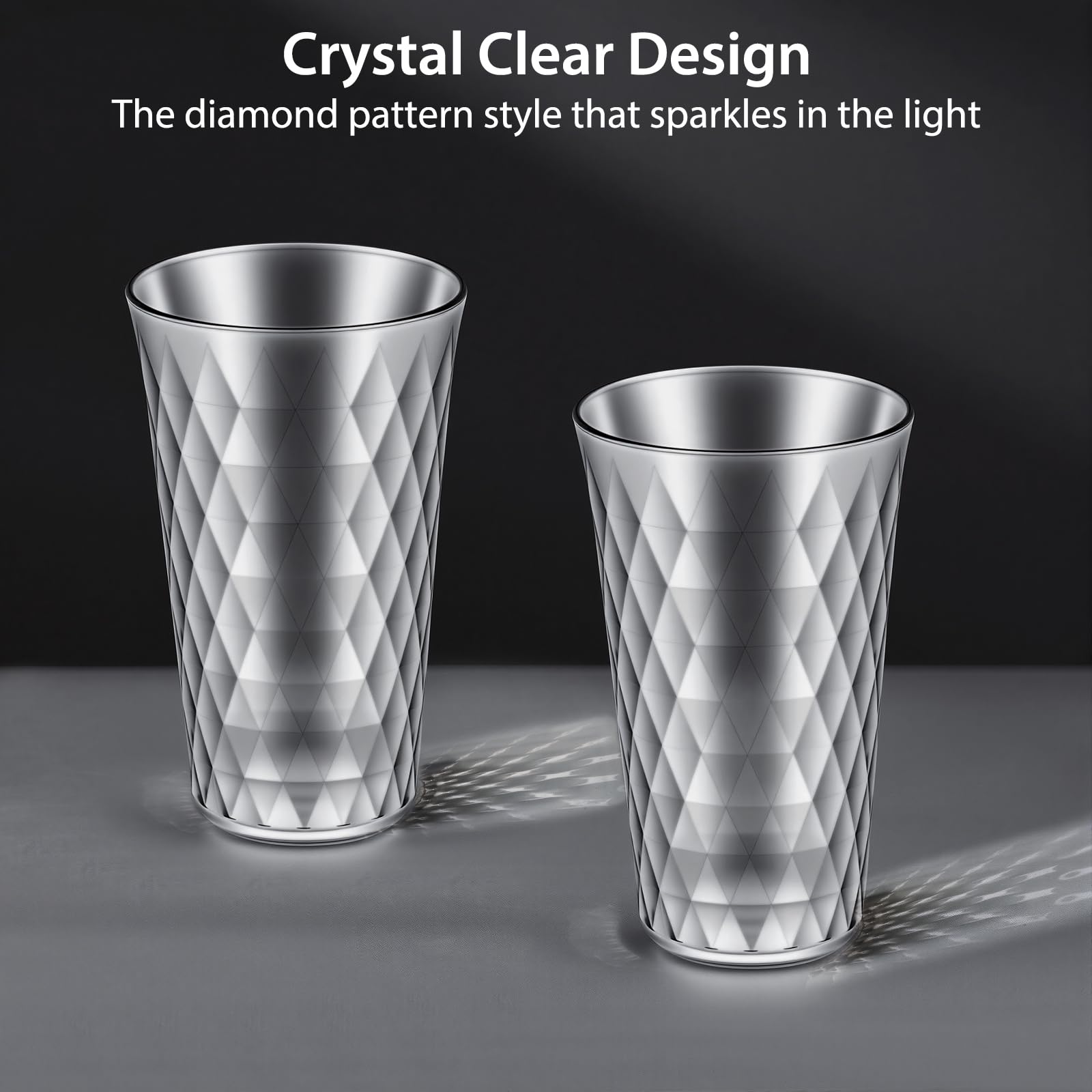 Freshmage 8 Pack 20 oz Unbreakable Plastic Drinking Glasses, All-Clear Reusable Drinking Cups- BPA Free, Dishwasher & Microwave Safe, Stackable Tumblers for Home, Outdoor, Camping, Picnic, Pool