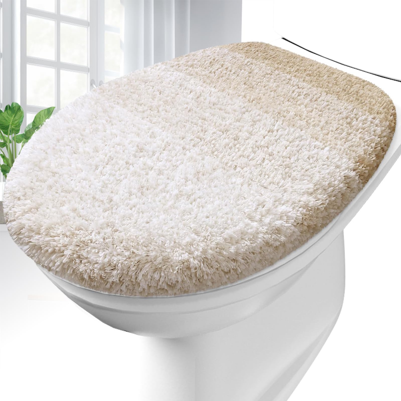 OLANLY Soft Microfiber Bathroom Toilet Lid Cover, Machine Washable Seat Covers, 17.5x15, Stays in Place Rubber Backing, Fits Most Round, Elongated and Oblong Lids, Accessories Decor, Gray