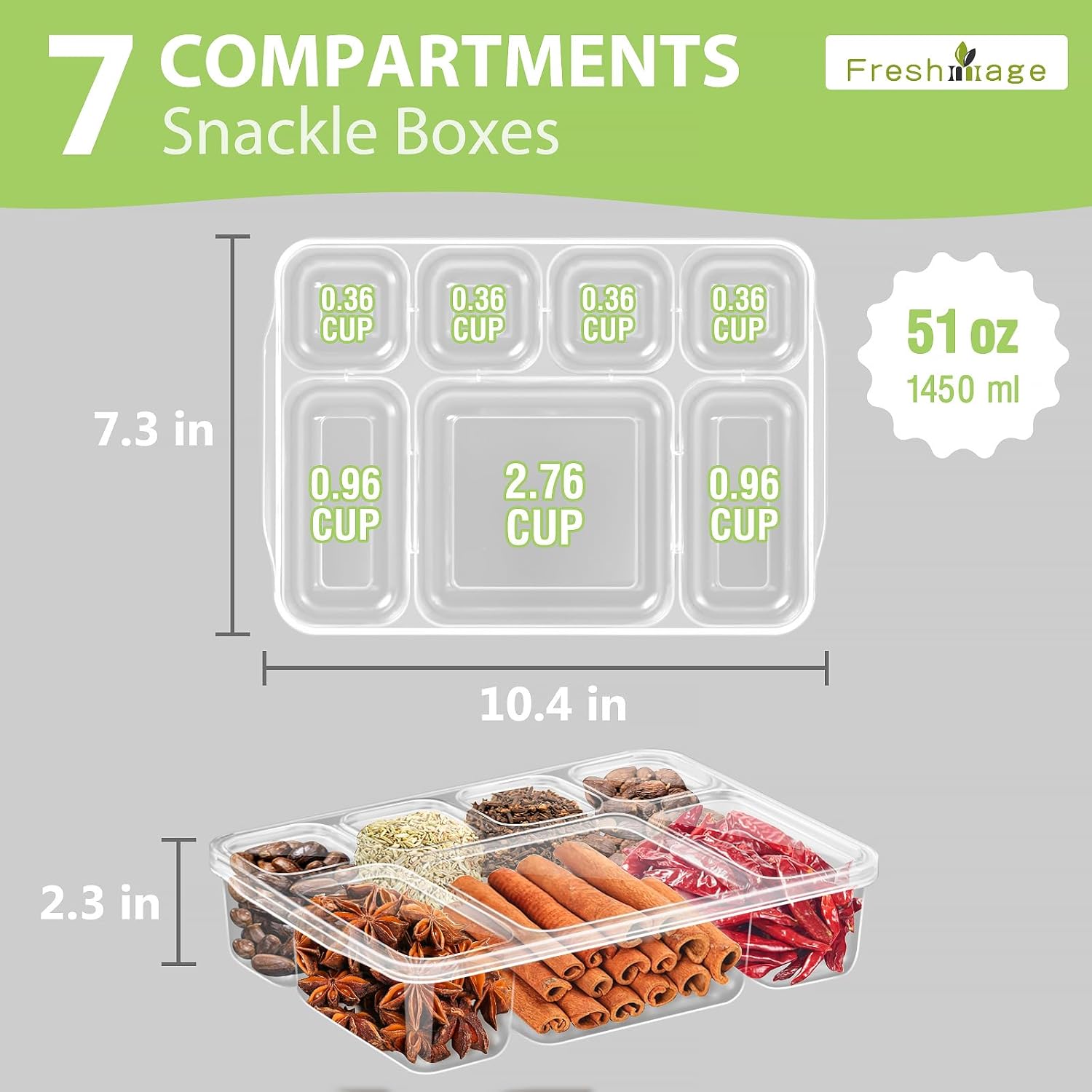Freshmage 2 Pack Salad Lunch Containers & Snackle Box Containers