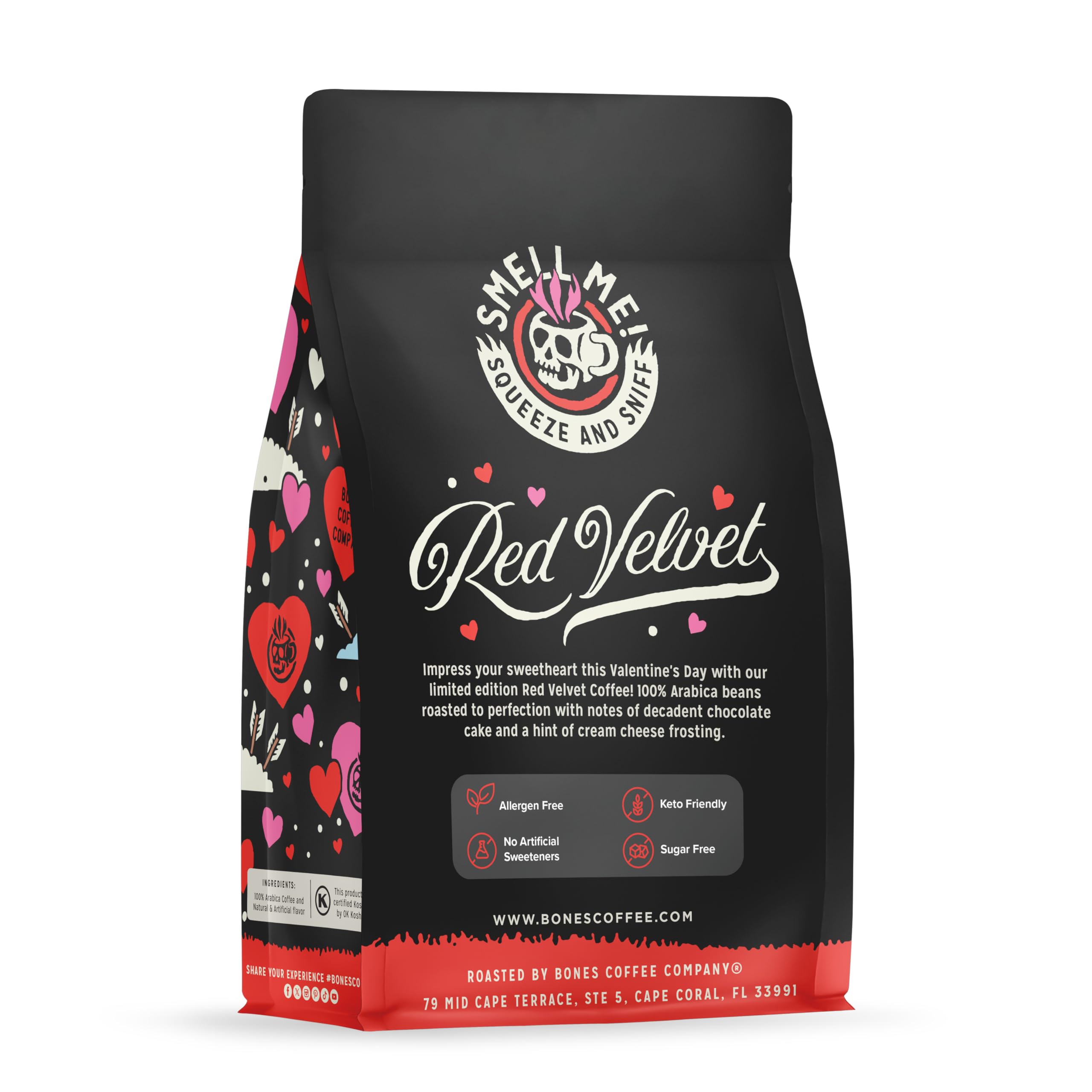 Bones Coffee Company Salty Siren, Sea Salted Caramel Chocolate Flavored Coffee, Medium Roast Low Acid Arabica Beans Compatible with Auto drip and French Press Coffee Maker, 12 Oz Whole Bean