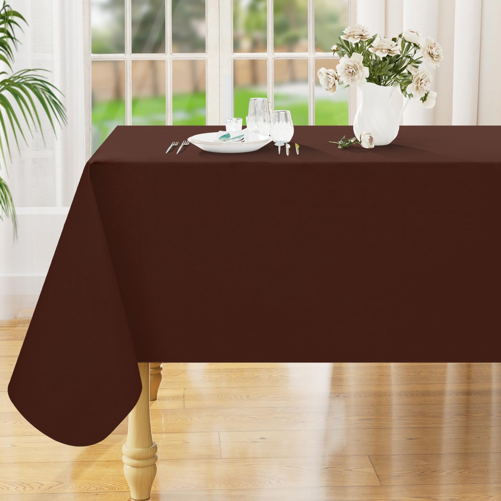 Smiry Rectangle Table Cloth 60x84 Inch, Waterproof Wipeable Vinyl Tablecloths Protector, Oil Spill Proof Plastic Table Cover for Dining, Picnic, Camping, Outdoor, Clear