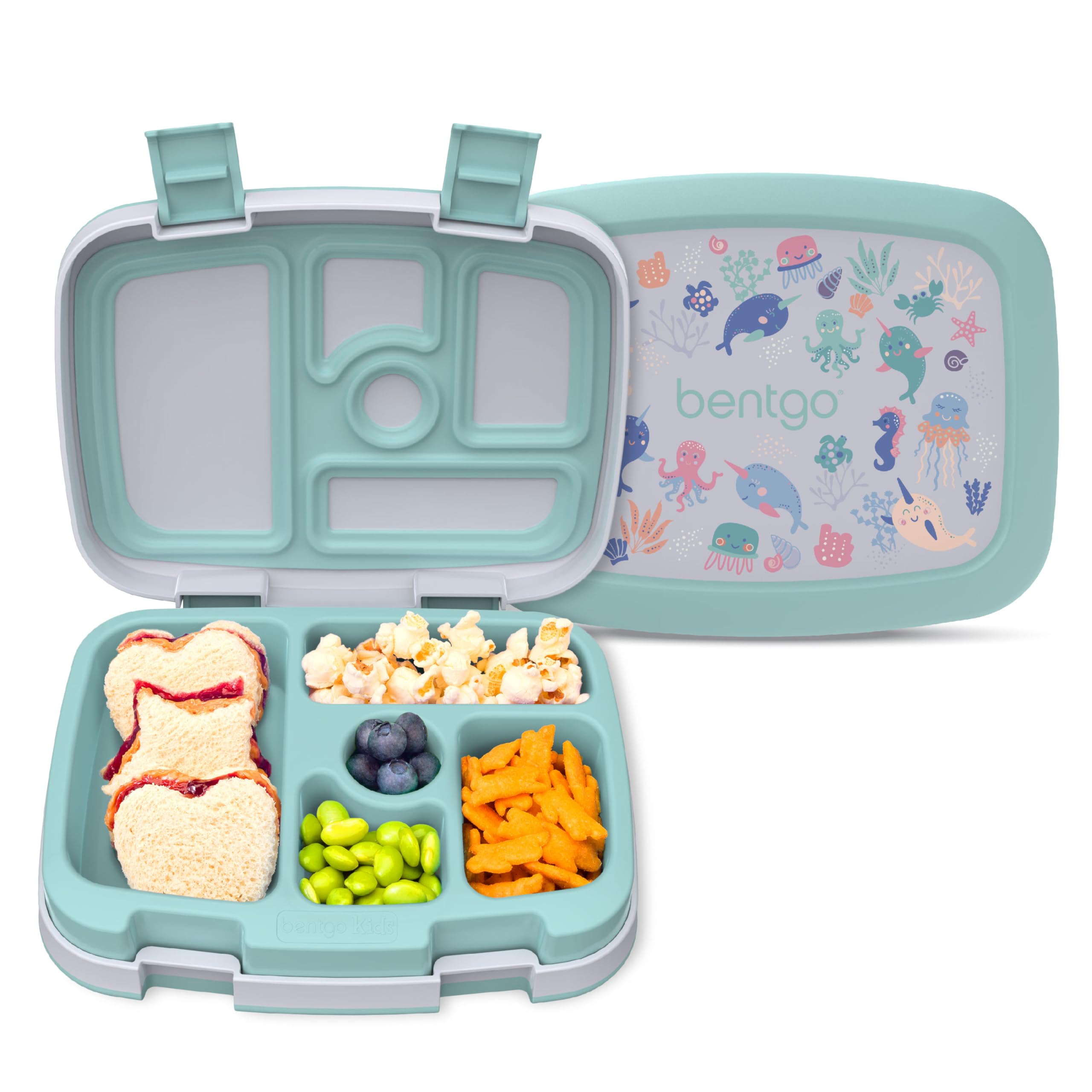 Bentgo Kids Prints Leak-Proof, 5-Compartment Bento-Style Kids Lunch Box - Ideal Portion Sizes for Ages 3-7, Durable, Drop-Proof, Dishwasher Safe, & PFAS & BPA-Free Materials (Unicorn)