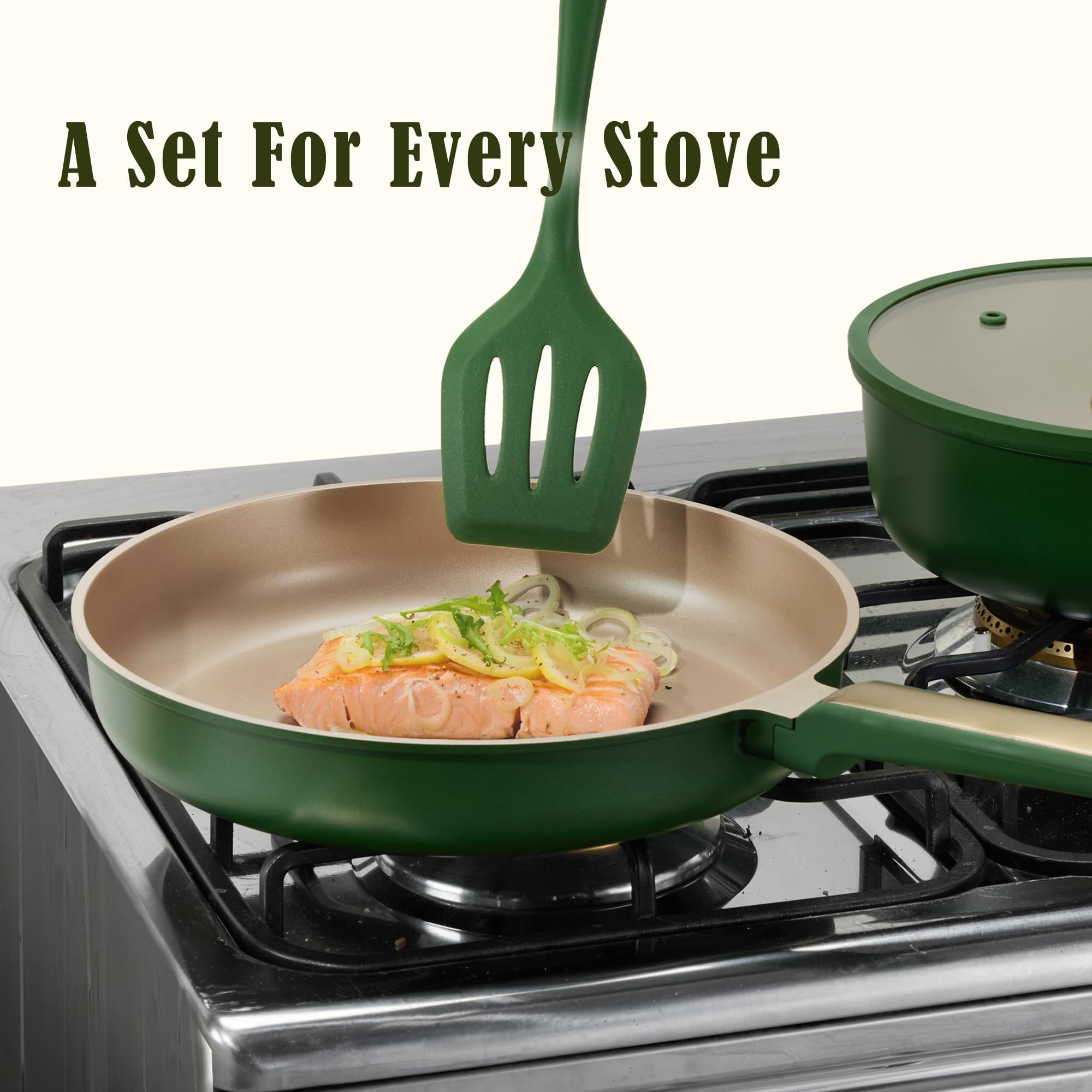 CAROTE Non Stick Frying Pan Skillet Set, Omelet Pan, Healthy Non Toxic Granite Chef Pan, Induction Compatible Egg Frying Pan with Heat-Resistant Handle, PFOA-Free,Black, 8"+10"+12"