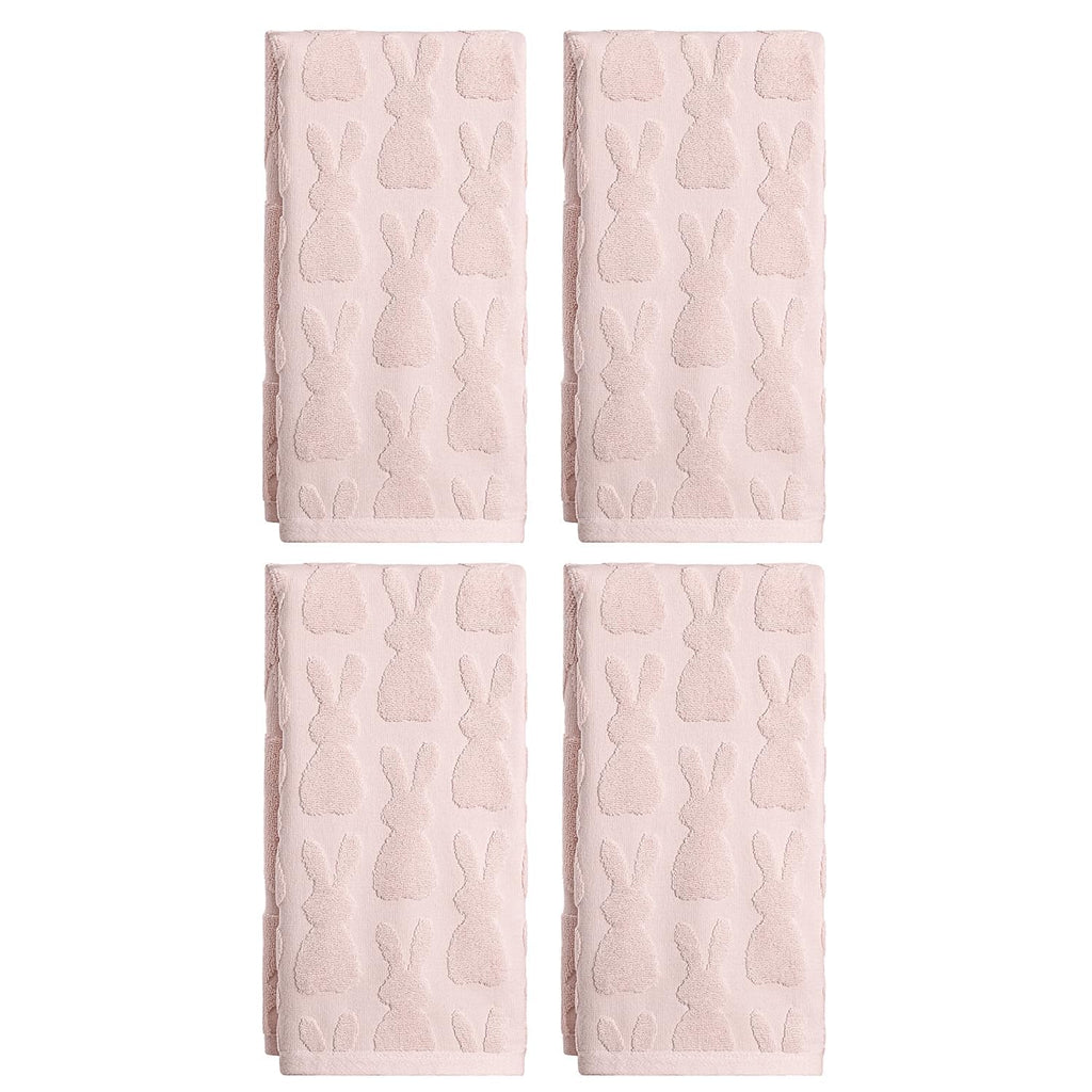 Artoid Mode 2 Pcs Beige 3D Rabbit Jacquard Easter Hand Towels for Bathroom, 100% Cotton Soft Absorbent Bathroom Decor Towels, 13.7 x 29.5 Inch