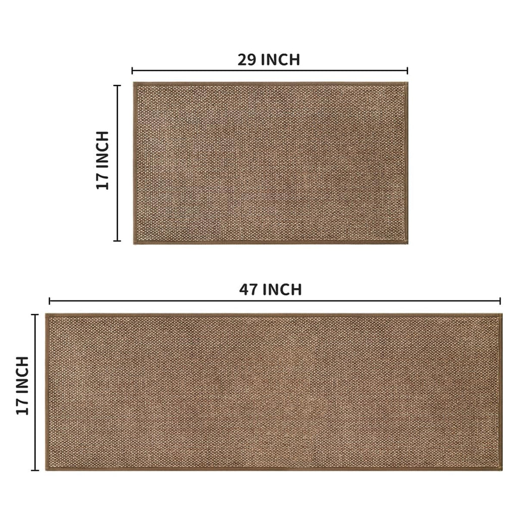 Artoid Mode Washable Non Slip Kitchen Rugs and Mats Set of 2, Rubber Backing Absorbent Kitchen Mats for Floor Front of Sink - 17x29 and 17x47 Inch