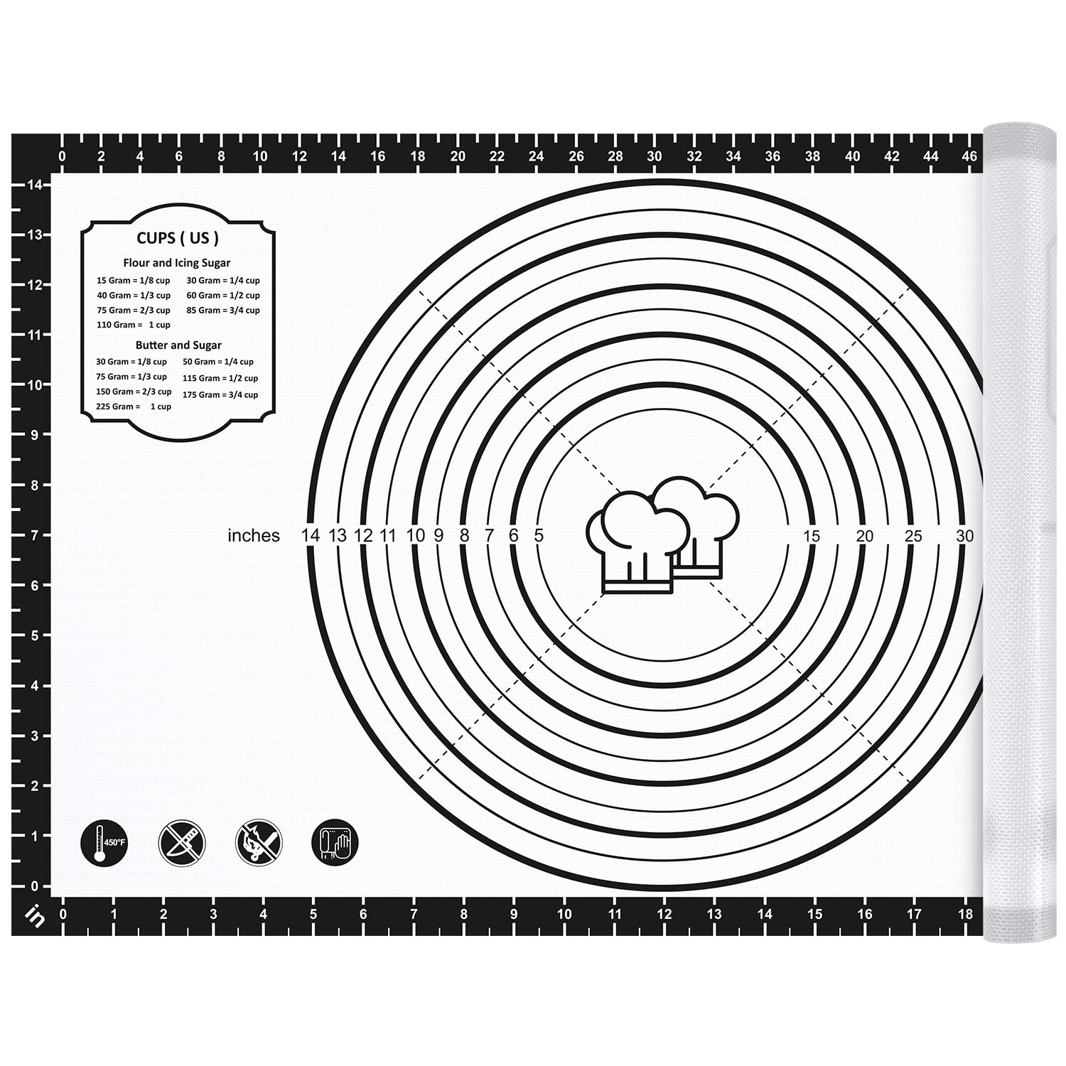 26x16 Inch Extra Thick Silicone Baking Mat with Measurements, Non-slip and Reusable - For Cookies, Bread, Pastry