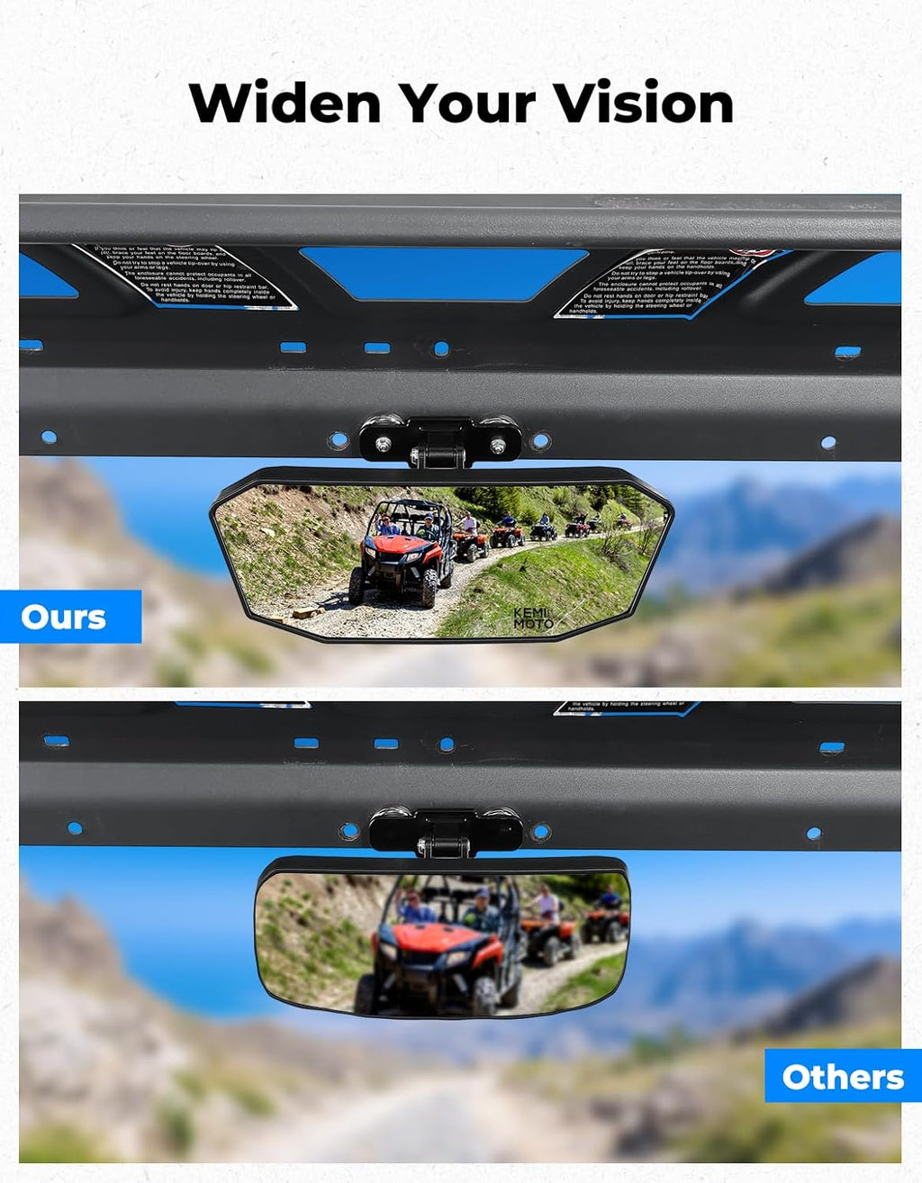 KEMIMOTO Magnetic Rear View Mirror, Universal Magnetic Tractor Mirror Fit for Golf Carts, Forklifts, Trucks, UTV, Compatible with Polaris Ranger, Can-Am Defender, EZGO RXV TXT, No Drilling Required