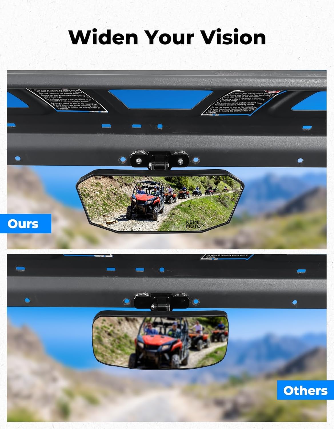 KEMIMOTO Magnetic Rear View Mirror, Universal Magnetic Tractor Mirror Fit for Golf Carts, Forklifts, Trucks, UTV, Compatible with Polaris Ranger, Can-Am Defender, EZGO RXV TXT, No Drilling Required