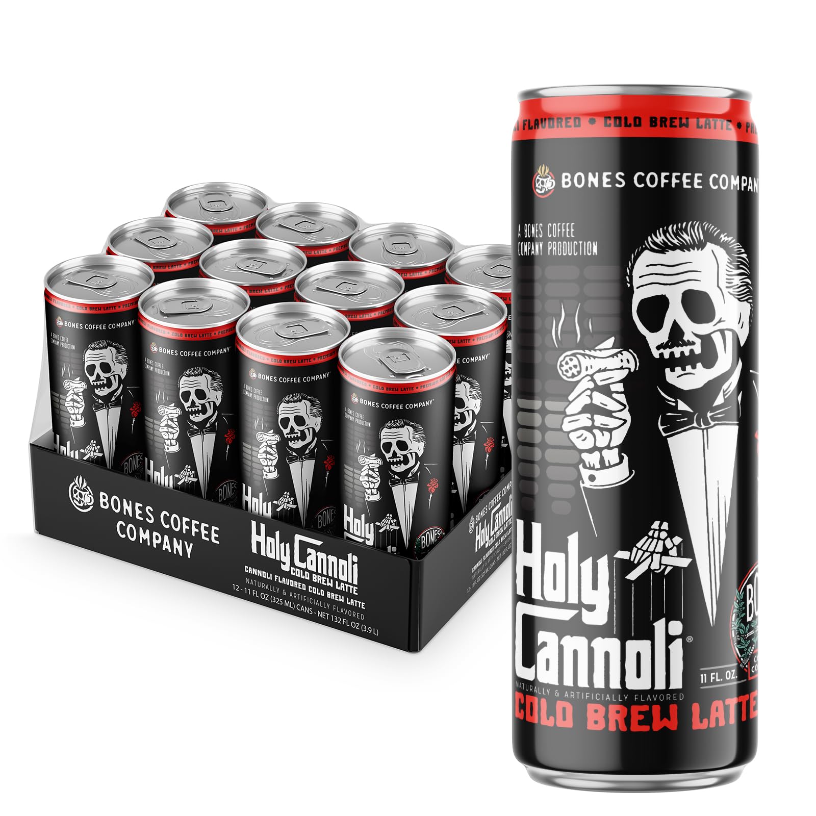 Bones Coffee Company S'mores Iced Coffee Latte - S'mores Flavored Canned Coffee Drink - 12 Pack Cans - 11 Oz Each