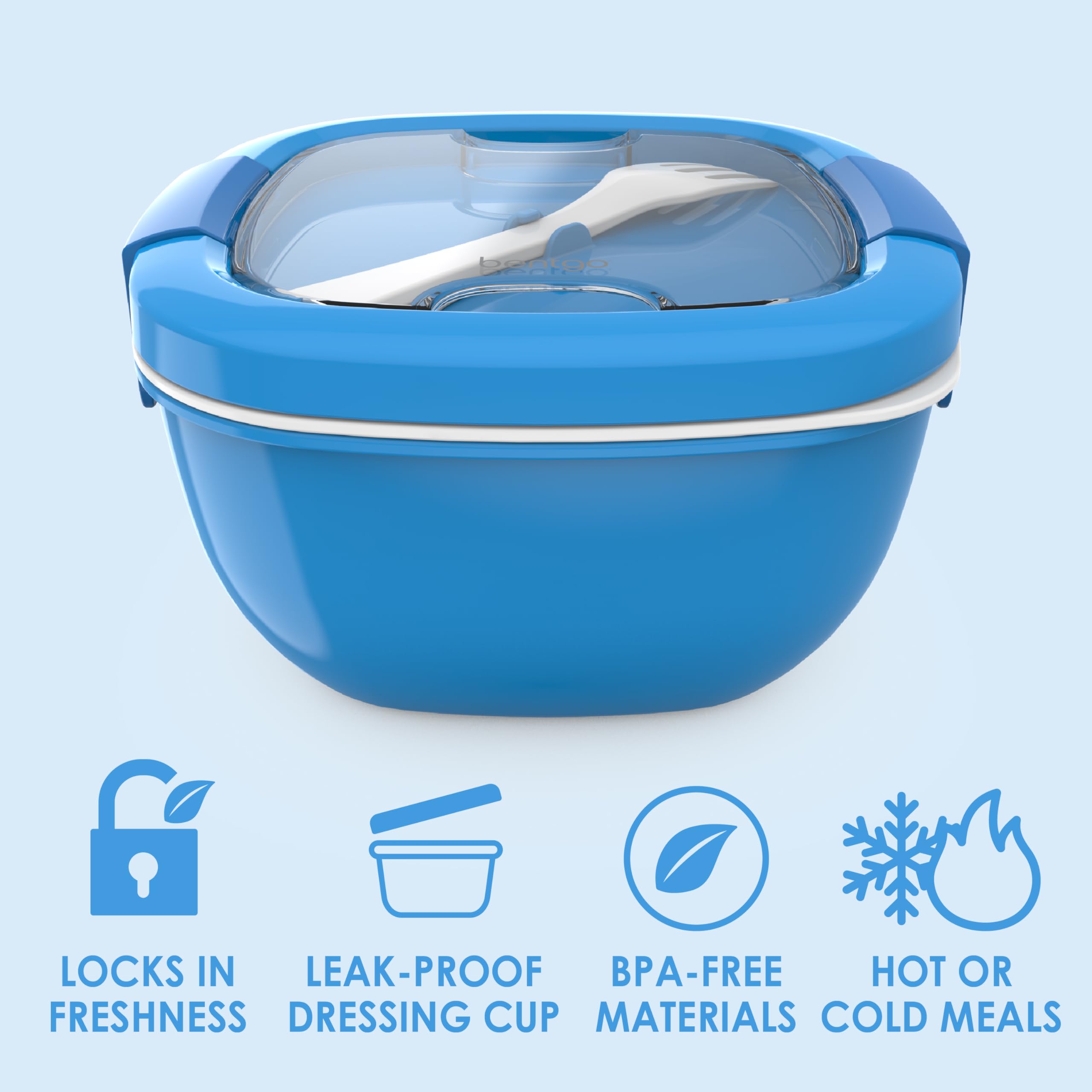 Bentgo Salad Container - 54 oz Bowl with 4-Compartment Toppings Tray, Leak-Proof Dressing Container, Reusable Fork, BPA-Free Lunch Box for Meal Prep & Food Storage; Removable Bento Tray (Khaki Green)