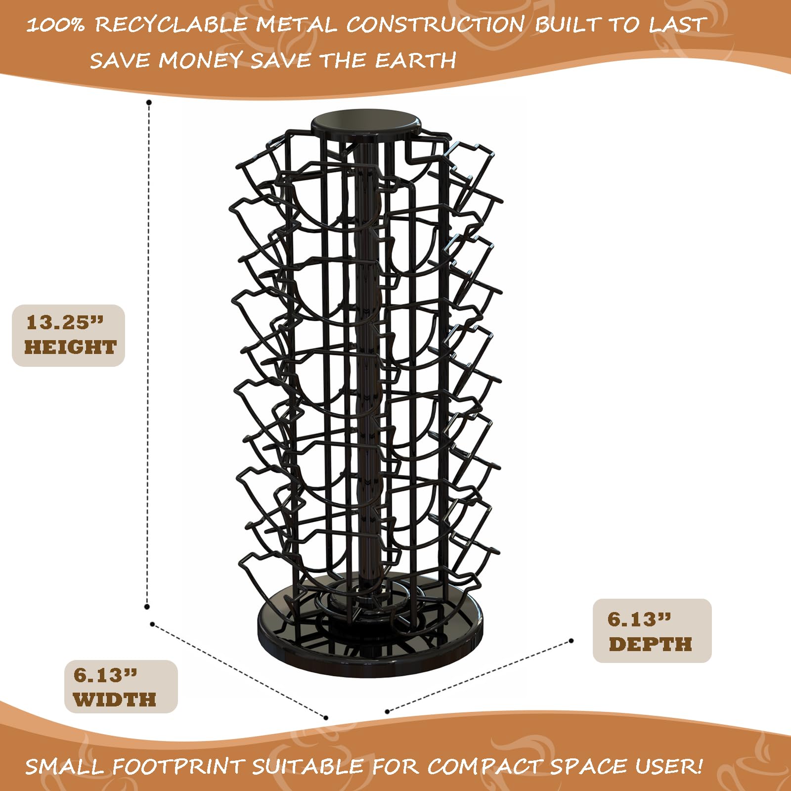 K Cup Holders,K Cup Holder, K Cups Holder,K Cup Carousel, Coffee Pods Holder Storage Organizer Stand,No Assembly Required,Black (Capacity of 40 Pods, Black)