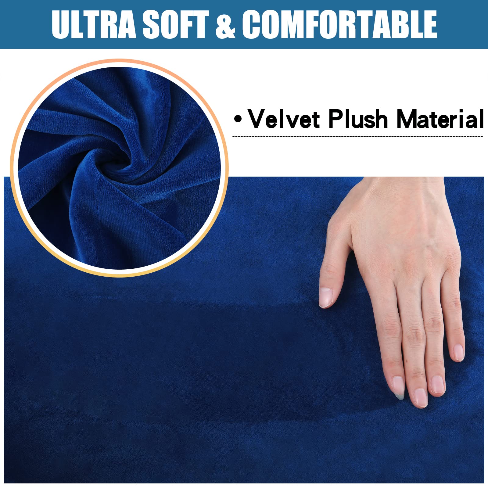 Smiry Velvet Seat Covers for Dining Room Chair Set of 4, Stretch Fit Removable Washable Chair Seat Cushion Protector Slipcovers with Ties, Black