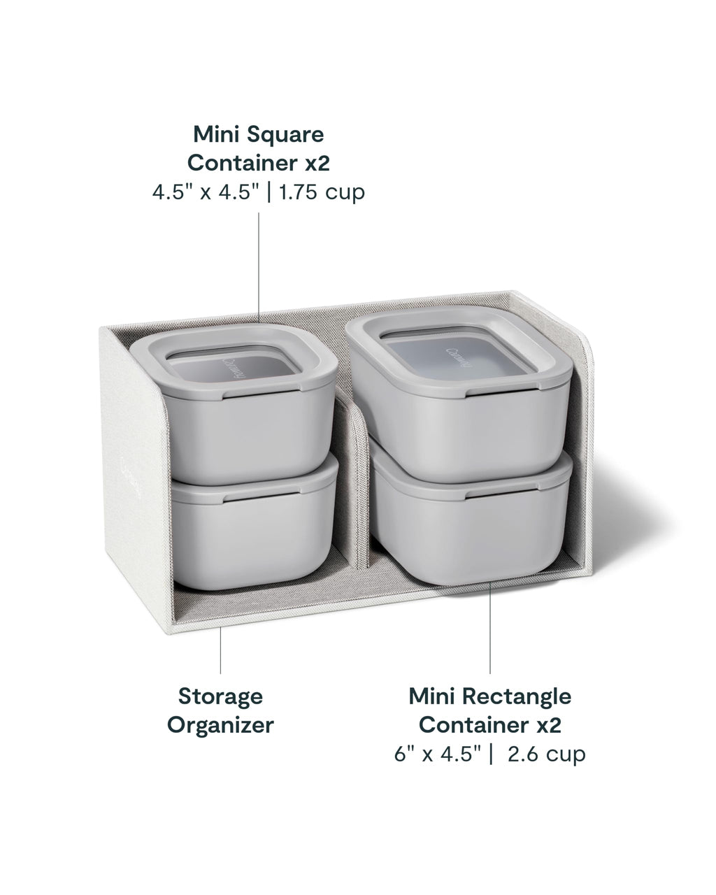 Caraway 13pc Glass Food Storage Container Set - Easy to Store, Non Toxic Lunch Box - with Glass Lids - Includes Storage Organizer - Cream