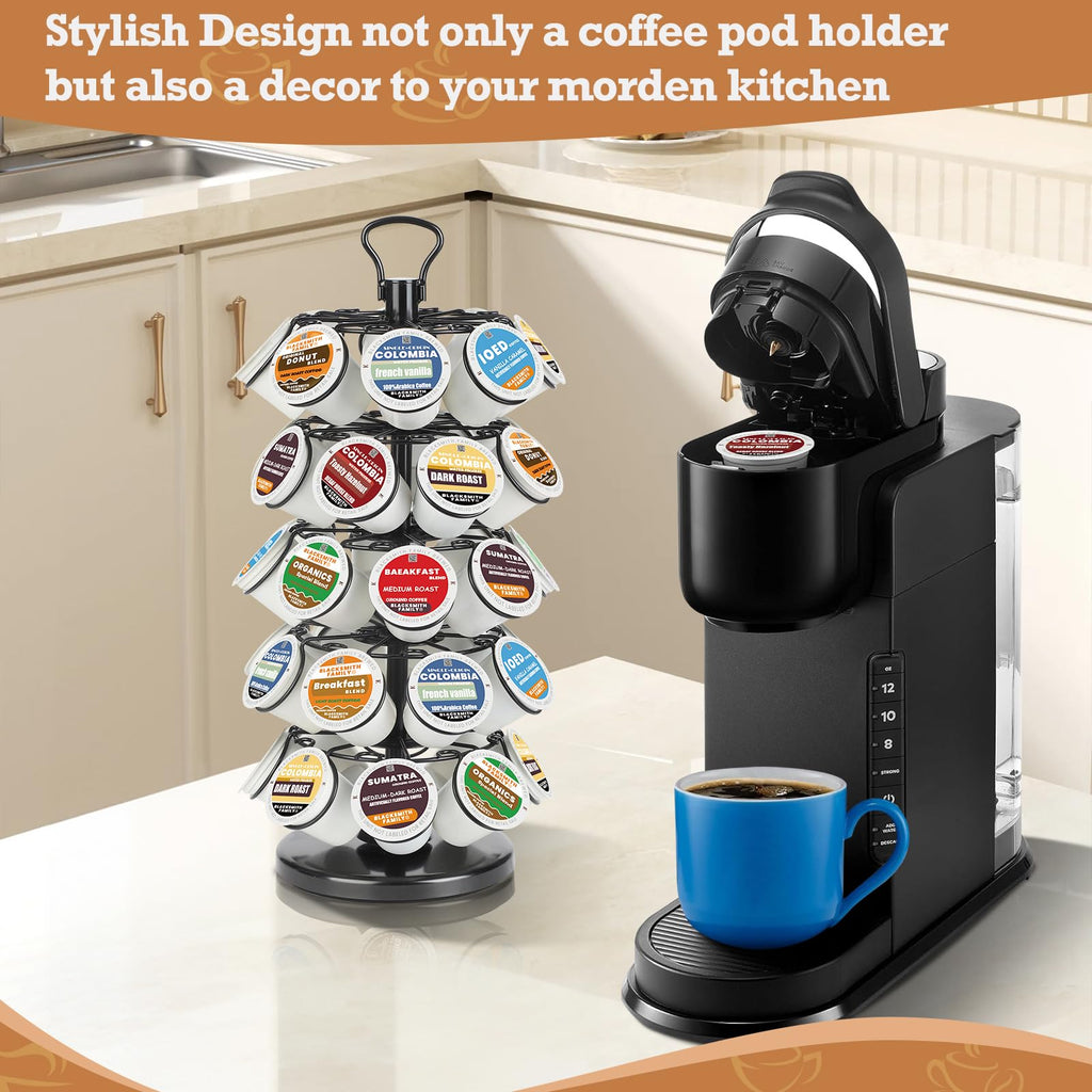 K Cup Holders,K Cup Holder, K Cups Holder,K Cup Carousel, Coffee Pods Holder Storage Organizer Stand,No Assembly Required,Black (Capacity of 40 Pods, Black)