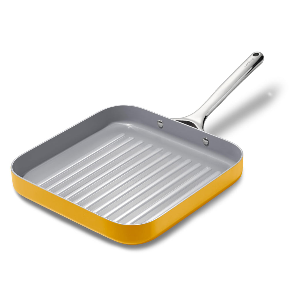 Caraway Square Grill Pan - 11” Grill Pan - Non-Stick Ceramic Coated - Non Toxic, PTFE & PFOA Free - Oven Safe & Compatible with All Stovetops - Cream