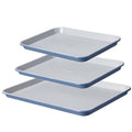 CAROTE 3-Piece Baking Pan Set - Bakeware Set, Baking Sheet Set Including 13 Inch 15 Inch 17 Inch Sheet Pan, Cookie Sheet for Baking, Royal Violet, Blue & Grey