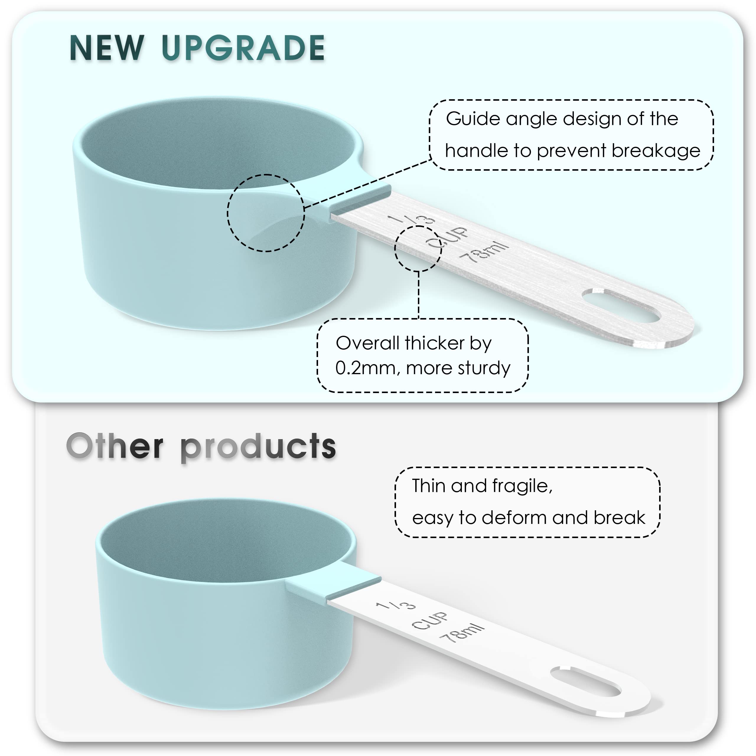 TILUCK Measuring Cups & Spoons Set, Stackable Cups and Spoons, Nesting Measure Cups with Stainless Steel Handle, Kitchen Gadgets for Cooking & Baking (Black)