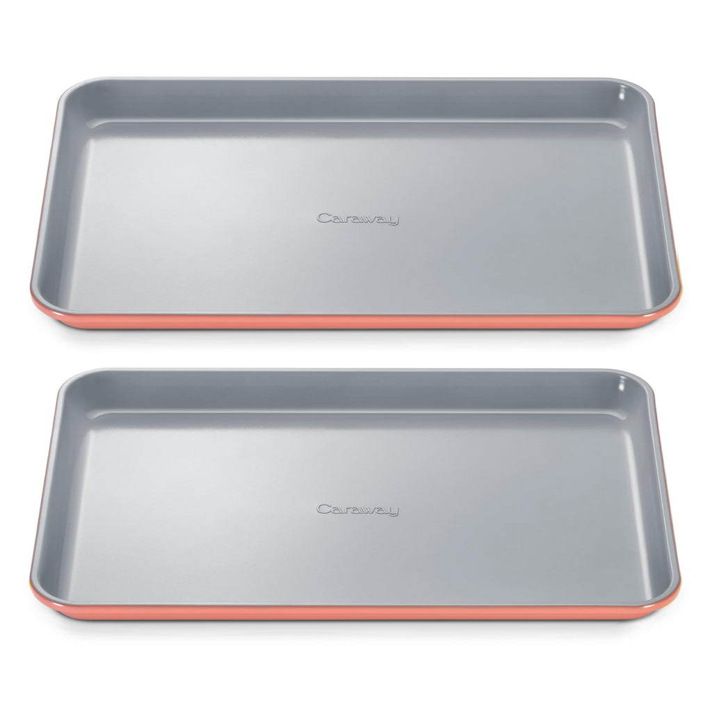 Caraway Non-Stick Ceramic Medium Baking Sheet Duo - Naturally Slick Ceramic Coating - Non-Toxic, PTFE & PFOA Free - Perfect for Baking, Roasting, and More - Medium (15" x 10") - Cream