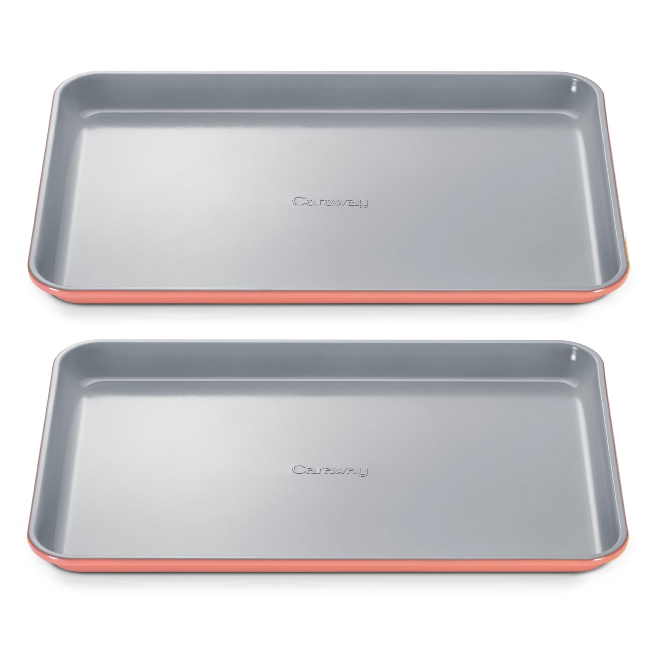 Caraway Non-Stick Ceramic Medium Baking Sheet Duo - Naturally Slick Ceramic Coating - Non-Toxic, PTFE & PFOA Free - Perfect for Baking, Roasting, and More - Medium (15" x 10") - Cream