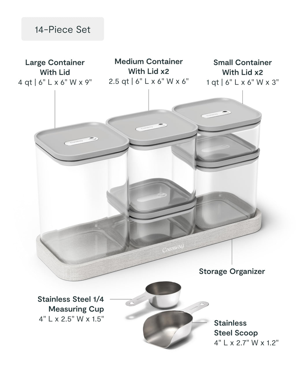 Caraway 13-Piece Glass Airtight Food Storage Containers with Lids – Non-Toxic, BPA-Free Kitchen Storage Containers – Stackable, Space-Saving Airtight Containers for Dry Goods and More - Navy