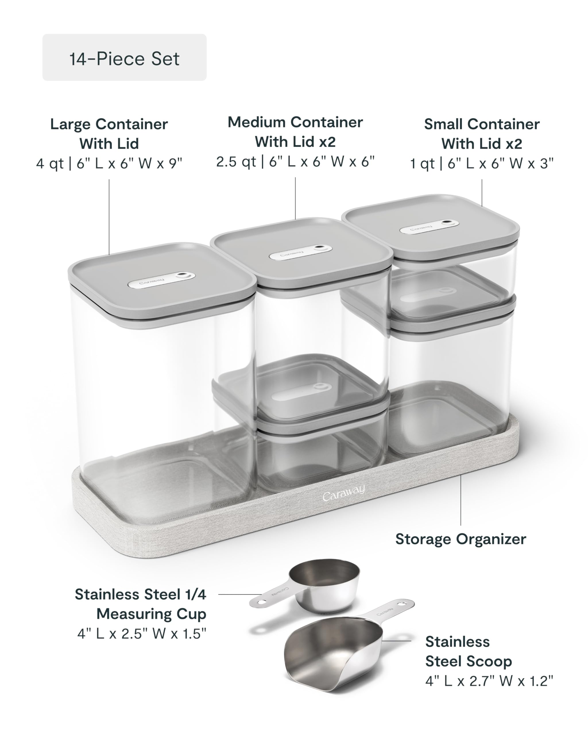 Caraway 13-Piece Glass Airtight Food Storage Containers with Lids – Non-Toxic, BPA-Free Kitchen Storage Containers – Stackable, Space-Saving Airtight Containers for Dry Goods and More - Navy