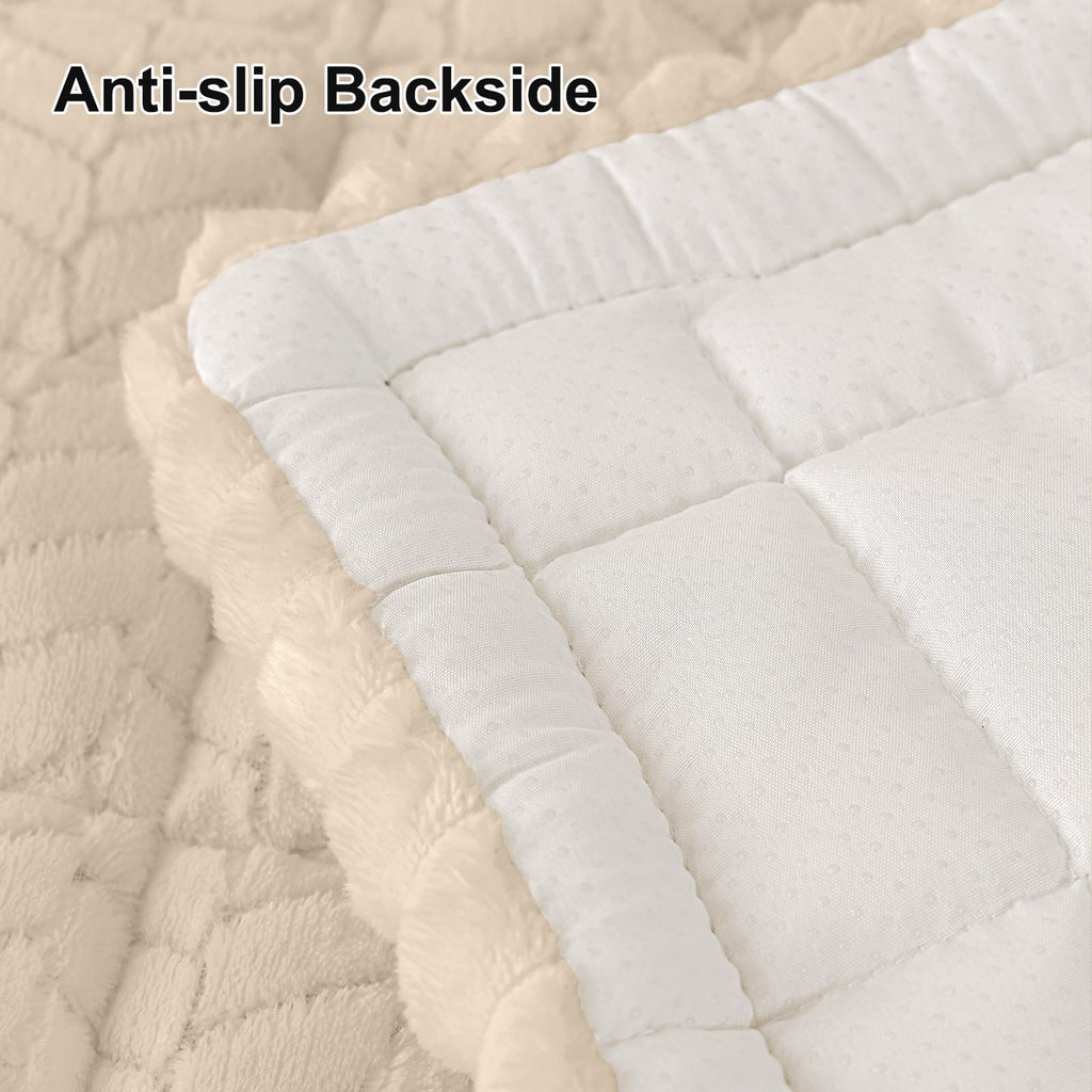 Smiry Non Slip Couch Covers for Dogs, Fuzzy Pet Couch Covers for 2-3 Cushion Sofa Pet Friendly, Soft Sofa Slipcovers Cushion Furniture Protector Washable (Beige, 27.6" x 59")