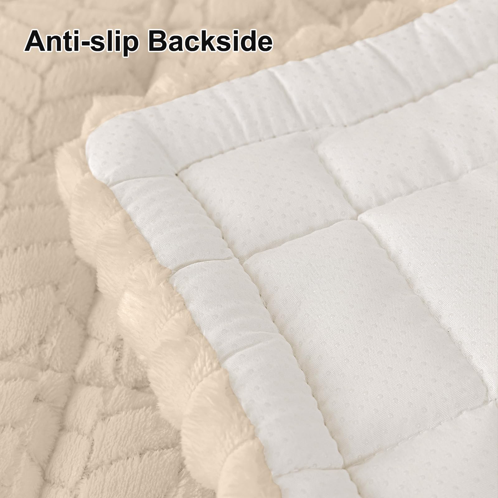Smiry Non Slip Couch Covers for Dogs, Fuzzy Pet Couch Covers for 2-3 Cushion Sofa Pet Friendly, Soft Sofa Slipcovers Cushion Furniture Protector Washable (Beige, 27.6" x 59")