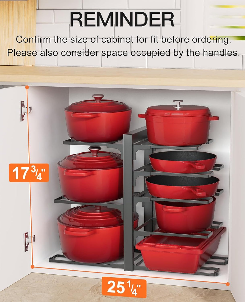 ORDORA Pots and Pans Organizer Rack for Cabinet, 15.83" Height & Extendable Large Dish Drying Rack for Kitchen Counter