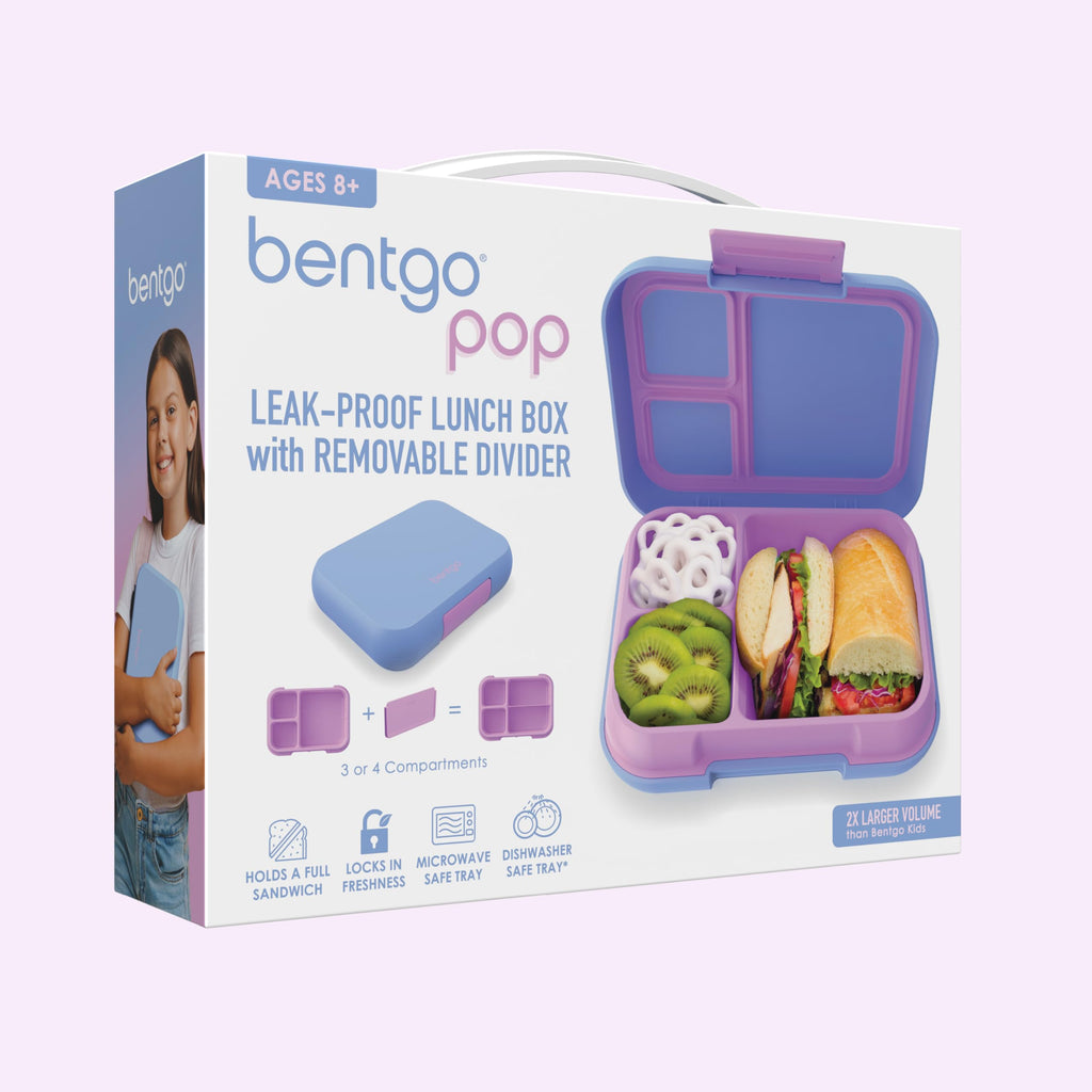 Bentgo Pop - Leak-Proof Lunch Box & Removable Divider for Ages 8+ & Teens - Lunch Container Holds 5 Cups of Food; 3-4 Compartments; Microwave/Dishwasher Safe; 2 Year Warranty (Navy Blue/Chartreuse)