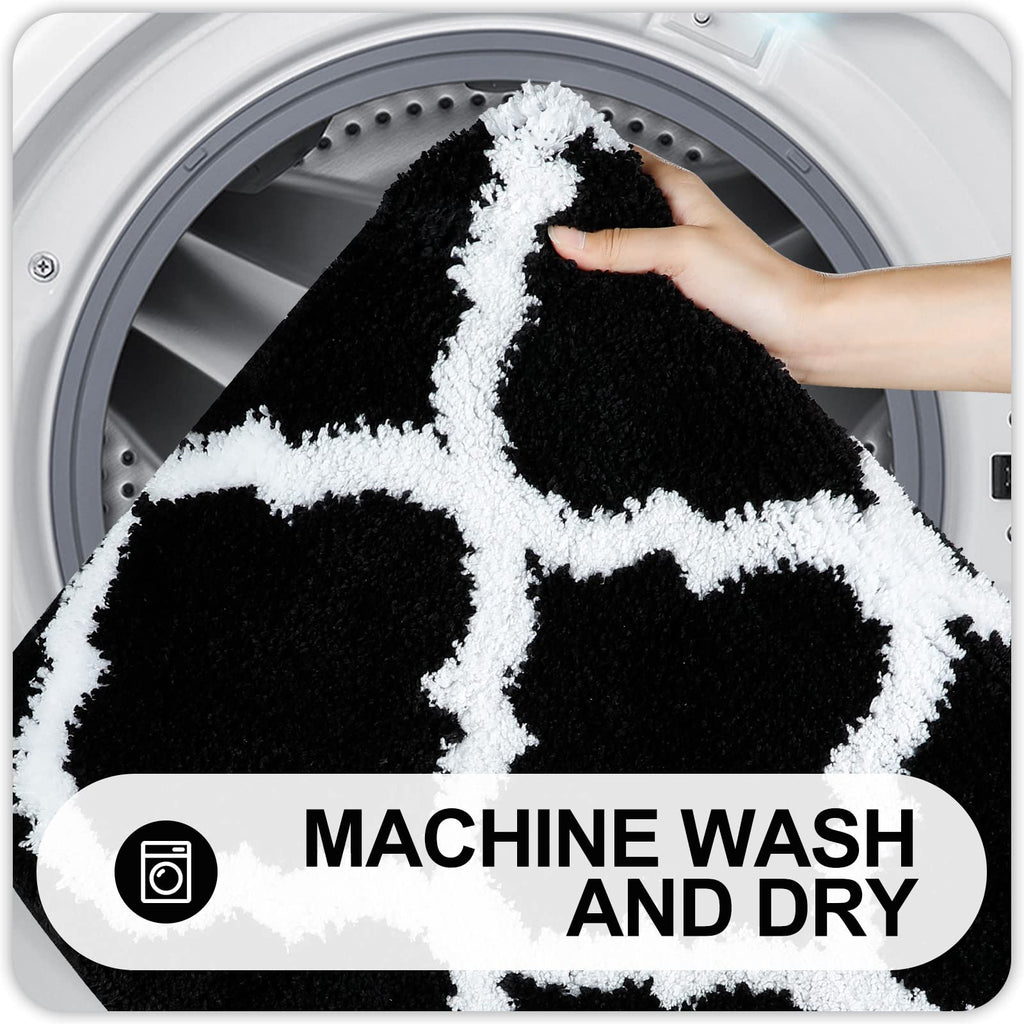 OLANLY Bathroom Rugs Set 2 Piece, Microfiber Bath Shower Mat and U-Shaped Toilet Rug, Machine Wash Dry, Non-Slip Absorbent Shaggy Bath Mats for Tub, Shower and Bathroom (30"x20"+24"x20", Grey)