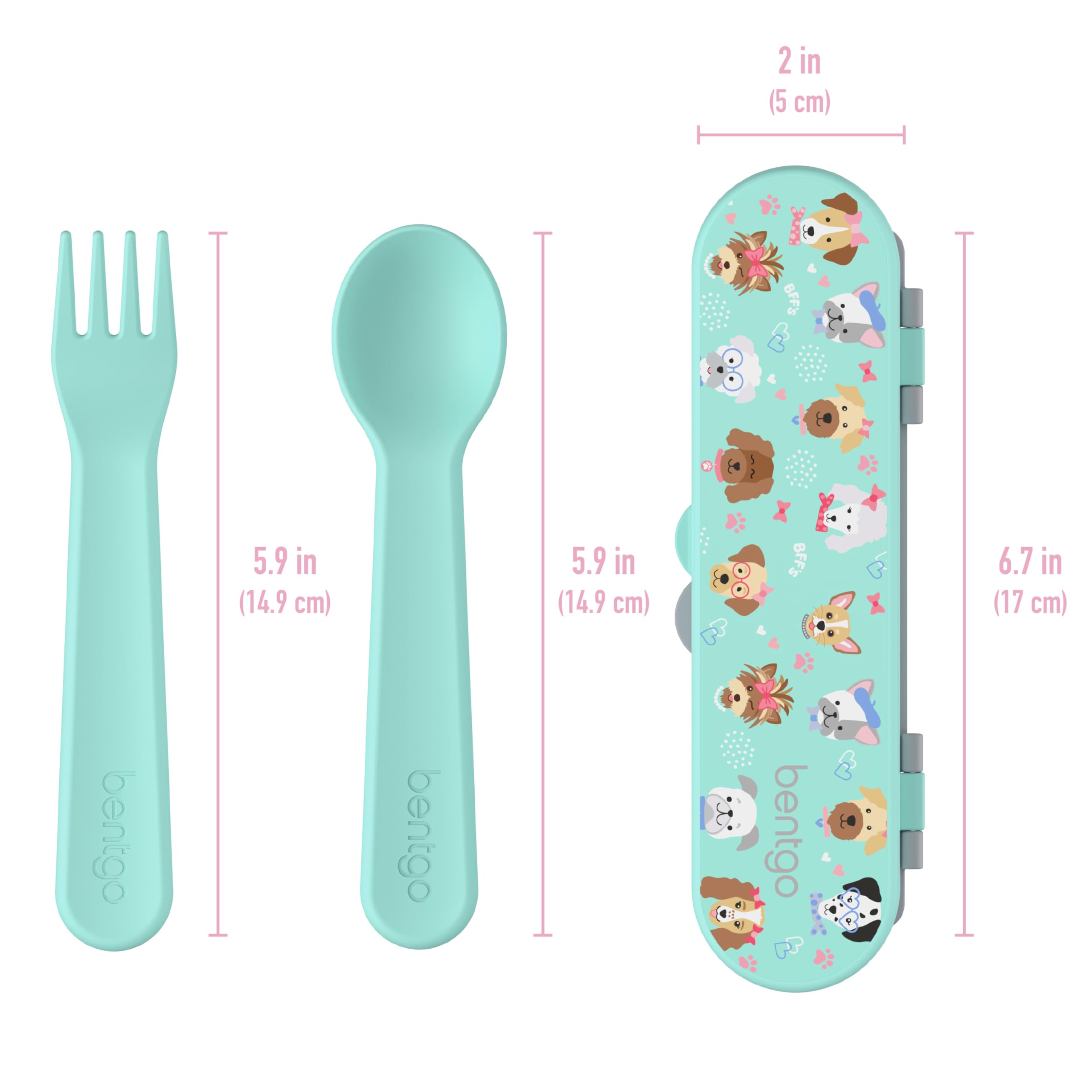Bentgo Kids Utensil Set - Reusable Plastic Fork, Spoon & Storage Case BPA-Free Materials, Easy-Grip Handles, Dishwasher Safe Ideal for School Lunch, Travel, Outdoors (Rainbows and Butterflies)
