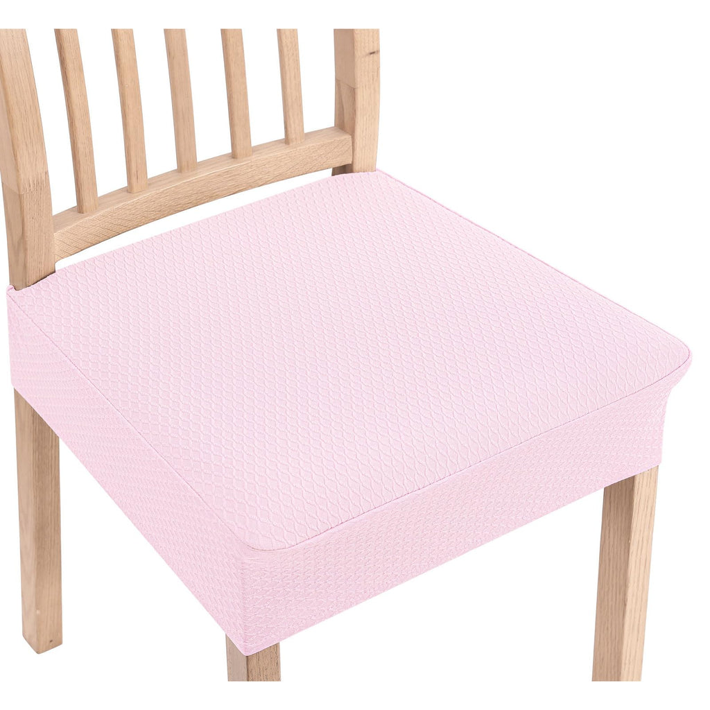 Smiry Stretch Jacquard Seat Covers for Dining Room Chairs Set of 6, Removable Washable Chair Seat Protector Slipcovers, No Rear Covers, Beige