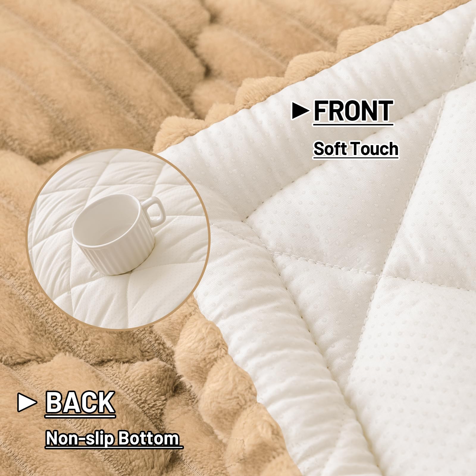 Smiry Pet Couch Cover for Dogs Washable, Non-Slip Fuzzy Couch Covers for 3 Cushion Sofa Pet Friendly, Soft Thick Furniture Protector Sofa Slipcover Mat for Dogs (Camel, 27.6" x 59")