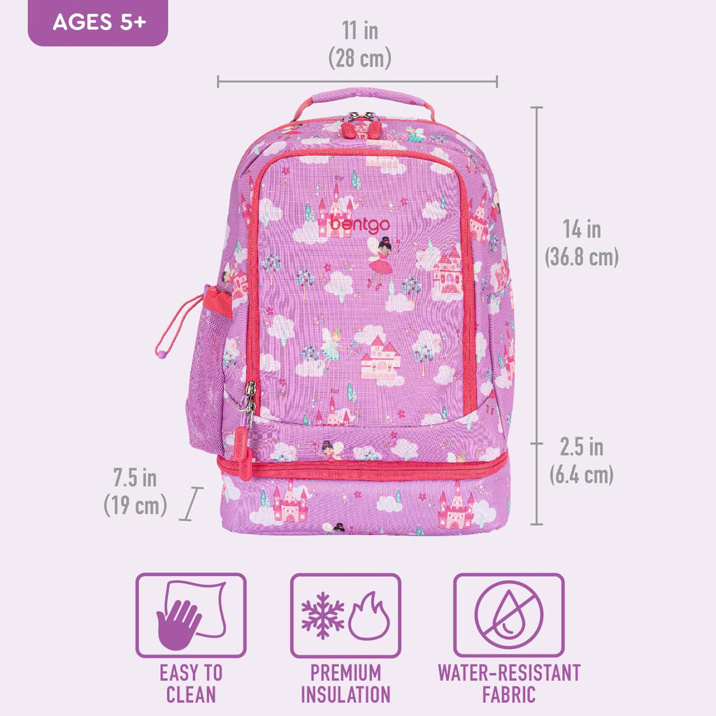 Bentgo Kids 2-in-1 Backpack & Insulated Lunch Bag - Durable 16” Backpack & Lunch Container in Unique Prints for School & Travel - Water Resistant, Padded & Large Compartments (Dinosaur)