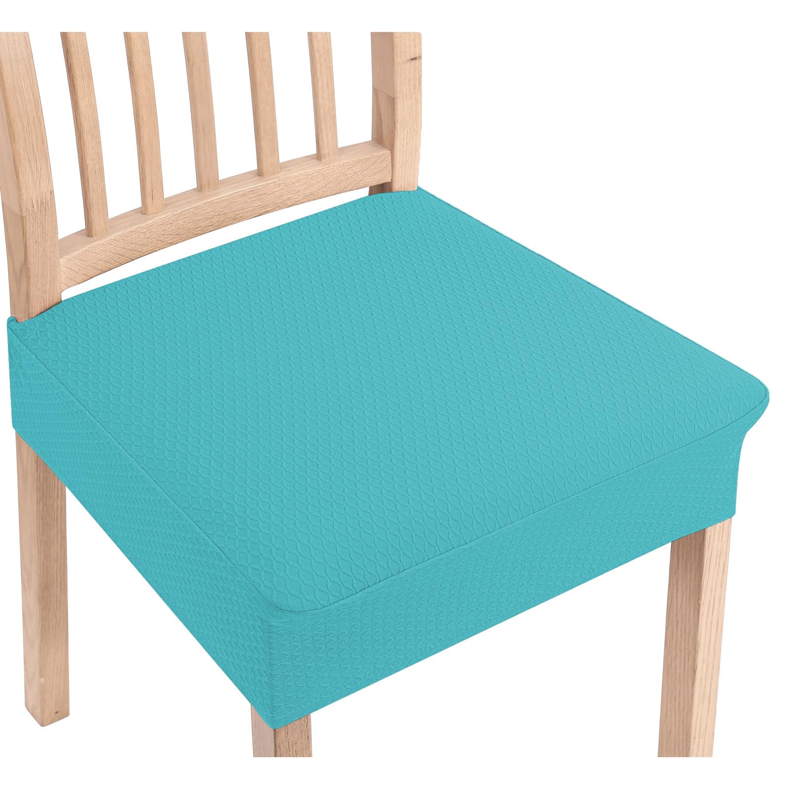 Smiry Stretch Jacquard Seat Covers for Dining Room Chairs Set of 6, Removable Washable Chair Seat Protector Slipcovers, No Rear Covers, Beige