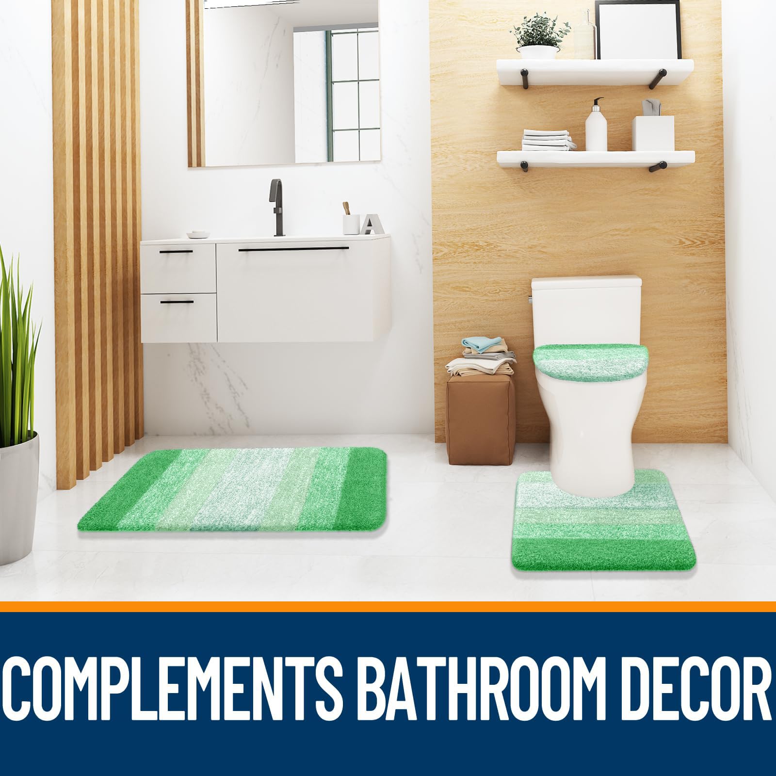 OLANLY Soft Microfiber Bathroom Toilet Lid Cover, Machine Washable Seat Covers, 17.5x15, Stays in Place Rubber Backing, Fits Most Round, Elongated and Oblong Lids, Accessories Decor, Gray