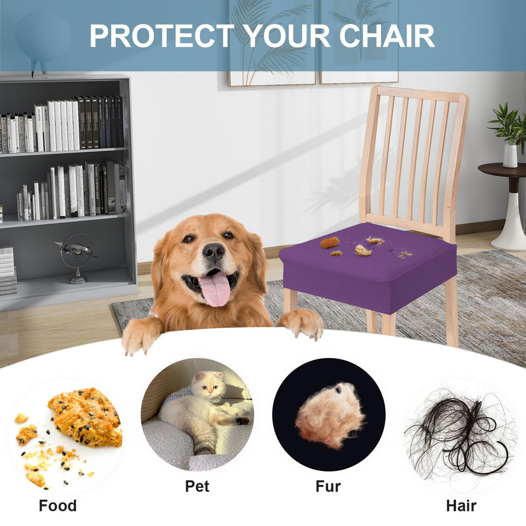 Smiry Stretch Jacquard Seat Covers for Dining Room Chairs Set of 6, Removable Washable Chair Seat Protector Slipcovers, No Rear Covers, Beige