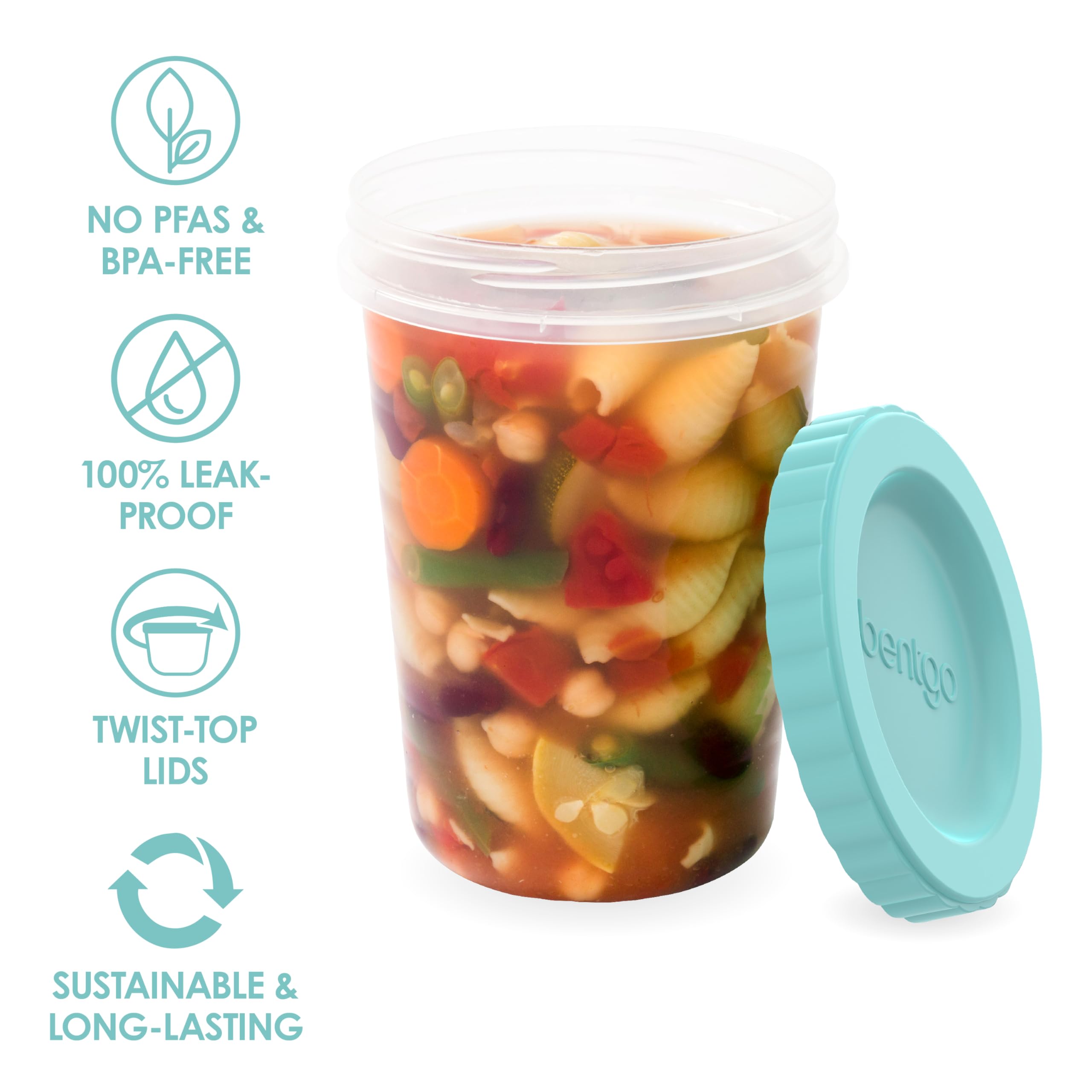 Bentgo Prep - 20 Piece 8 fl oz Leak-Proof Deli Containers with Lids, Food Storage for Meal Prep, Twist-Top, Reusable, PFAS & BPA-Free, Stackable, Microwave, Freezer, & Dishwasher Safe (Honeydew)