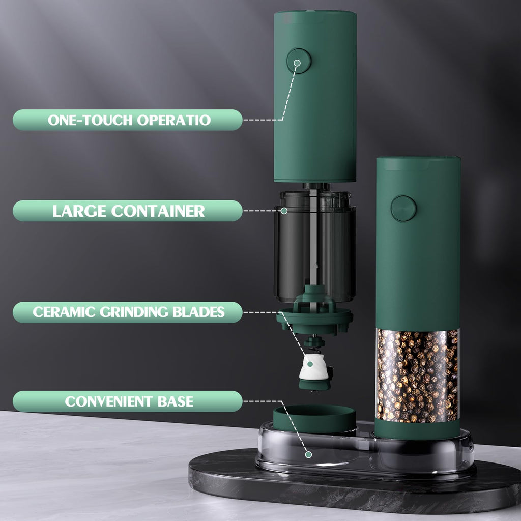 Electric Salt and Pepper Grinder Set Automatic Battery Pepper Mill Shakers Adjustable Coarseness Upgraded Larger Capacity with Led Home and Kitchen Appliances Birthday Gifts for Women Mom