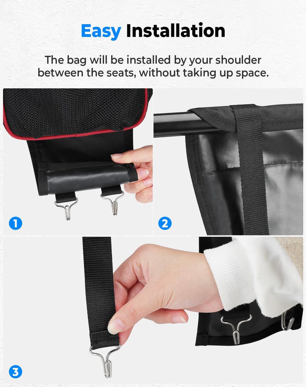 KEMIMOTO UTV Center Storage Bag UTV Cab Pack Center Seat Bag Compatible with Polaris RZR XP 1000 Turbo S 900 570 800 2014-2023 Storage Accessories 1680D High-Density with Multiple Pockets Easy Install