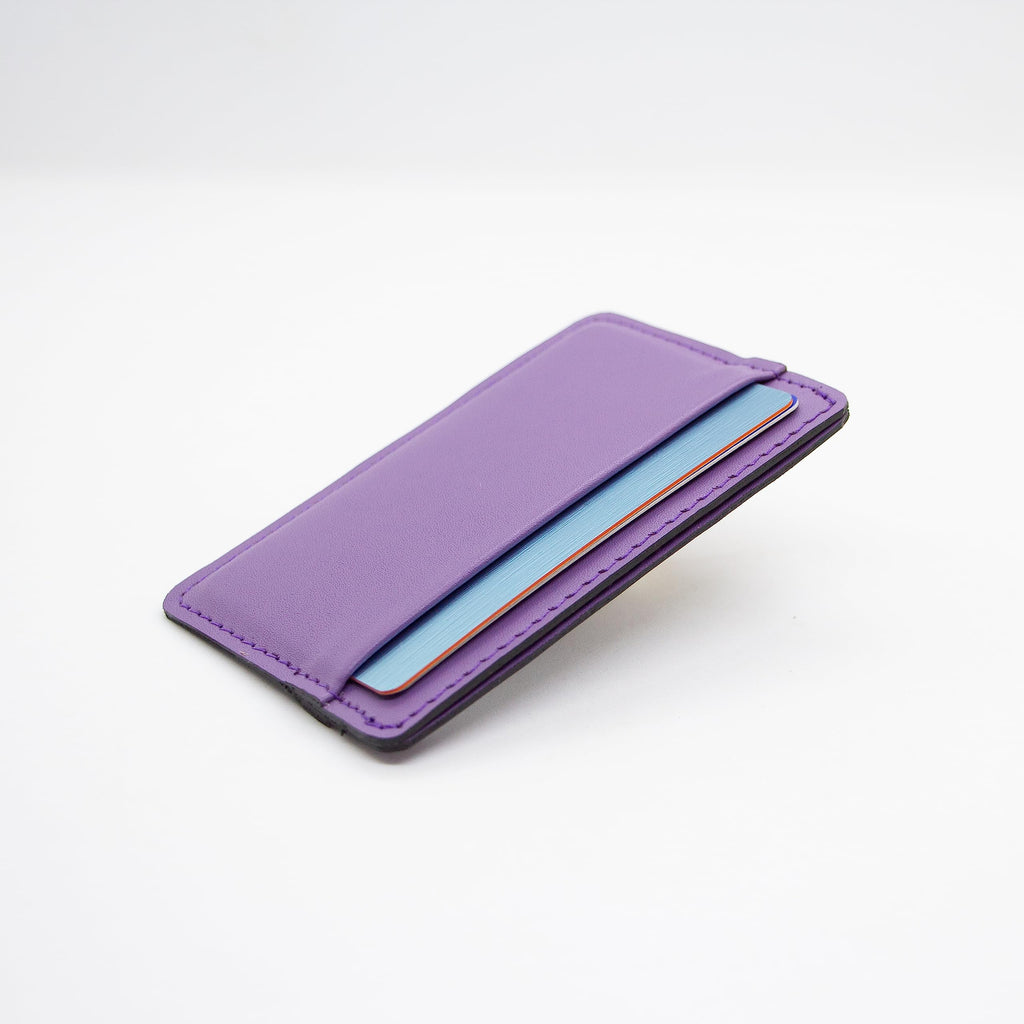 TWIN ENGINE COFFEE Handcrafted Leather Minimalist Wallet/Card Holder Wallet with 6 card capacity and cash pocket/Hand Stitched Top Grain/Slim/Perfect Gift/Men’s and Women’s/Origin Creations (Purple)
