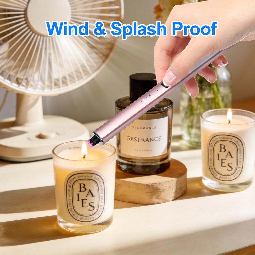 Electric Candle Lighter Rechargeable USB: Mothers Day Birthday Gifts for Mom Women Her Windproof Flameless Dual Arc Camping Kitchen Lighters for Candle Safety Lock Christmas Stocking Stuffers