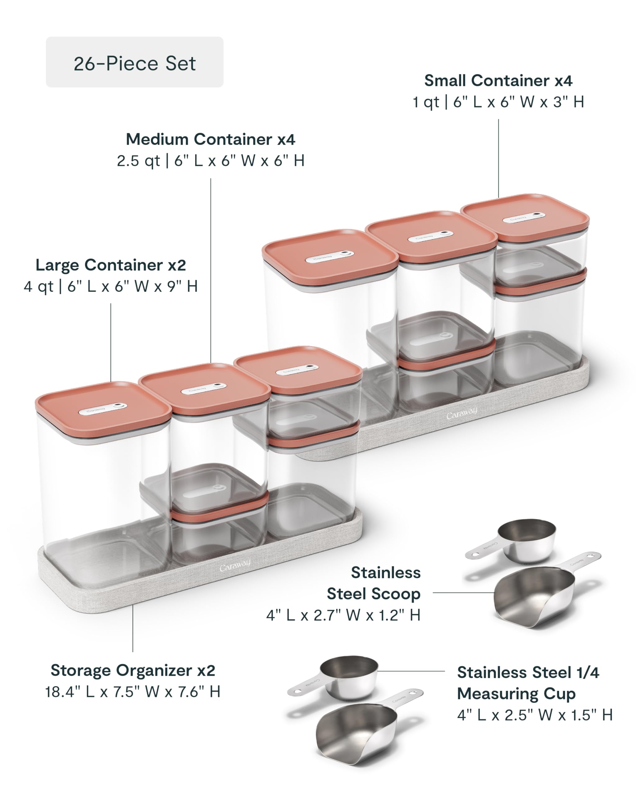 Caraway 13-Piece Glass Airtight Food Storage Containers with Lids – Non-Toxic, BPA-Free Kitchen Storage Containers – Stackable, Space-Saving Airtight Containers for Dry Goods and More - Navy