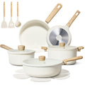 CAROTE 12Pcs Ceramic Pots and Pans Set Non Stick, Healthy Cookware Set, PFAS/PFOA Free, Kitchen Cooking Set with Frying Pans, Taupe