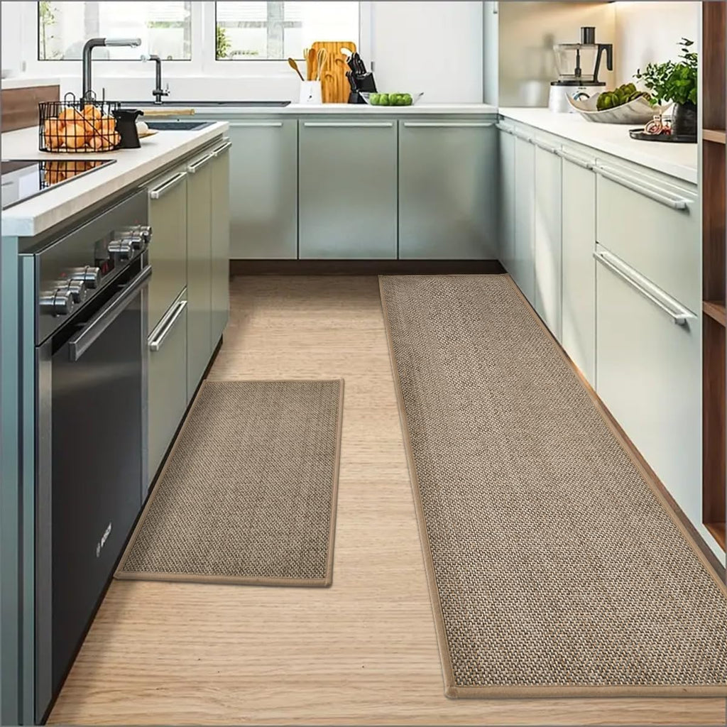 Artoid Mode Washable Non Slip Kitchen Rugs and Mats Set of 2, Rubber Backing Absorbent Kitchen Mats for Floor Front of Sink - 17x29 and 17x47 Inch