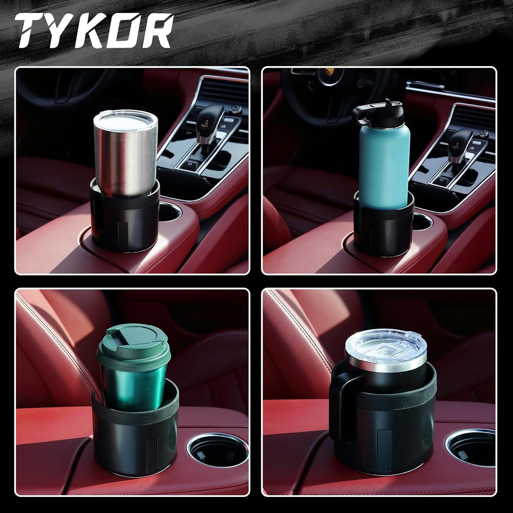 TYKOR Car Cup Holder Expander Adapter with Offset Base, Cup Holder Extender for Car Compatible with Yeti 14/24/36oz, Hydro Flasks 32/40oz, Other Large Water Bottles and Mugs in 3.2"-4.0"