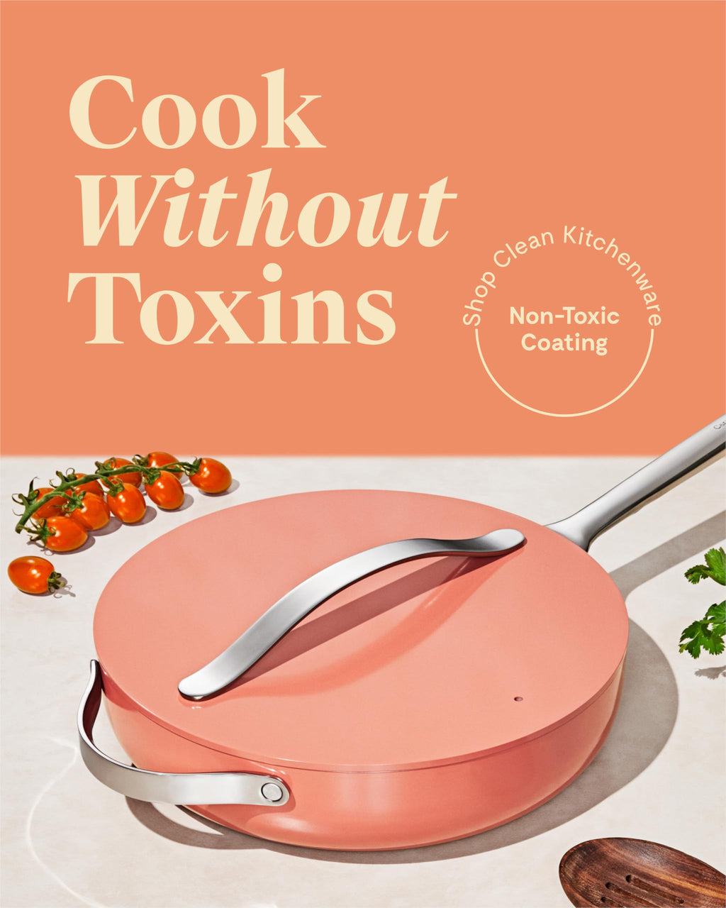 Caraway Nonstick Ceramic Sauté Pan with Lid (4.5 qt, 11.8") - Non Toxic, PTFE & PFOA Free - Oven Safe & Compatible with All Stovetops (Gas, Electric & Induction) - Cream