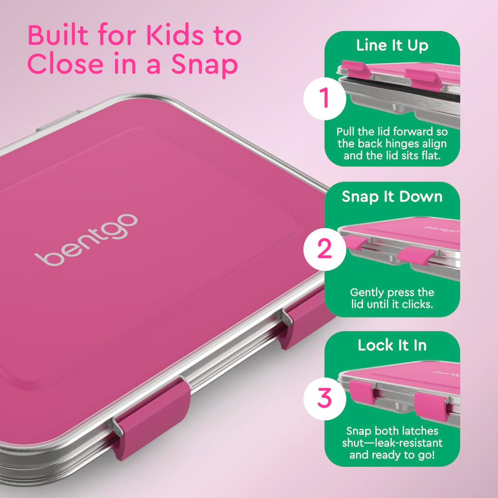 Bentgo Kids Stainless Steel Leak-Resistant Lunch Box - 3-Compartments with Bonus Silicone Container, Durable, Eco-Friendly, Dishwasher Safe, BPA-Free, Ideal for School, Ages 3+ (Blue)