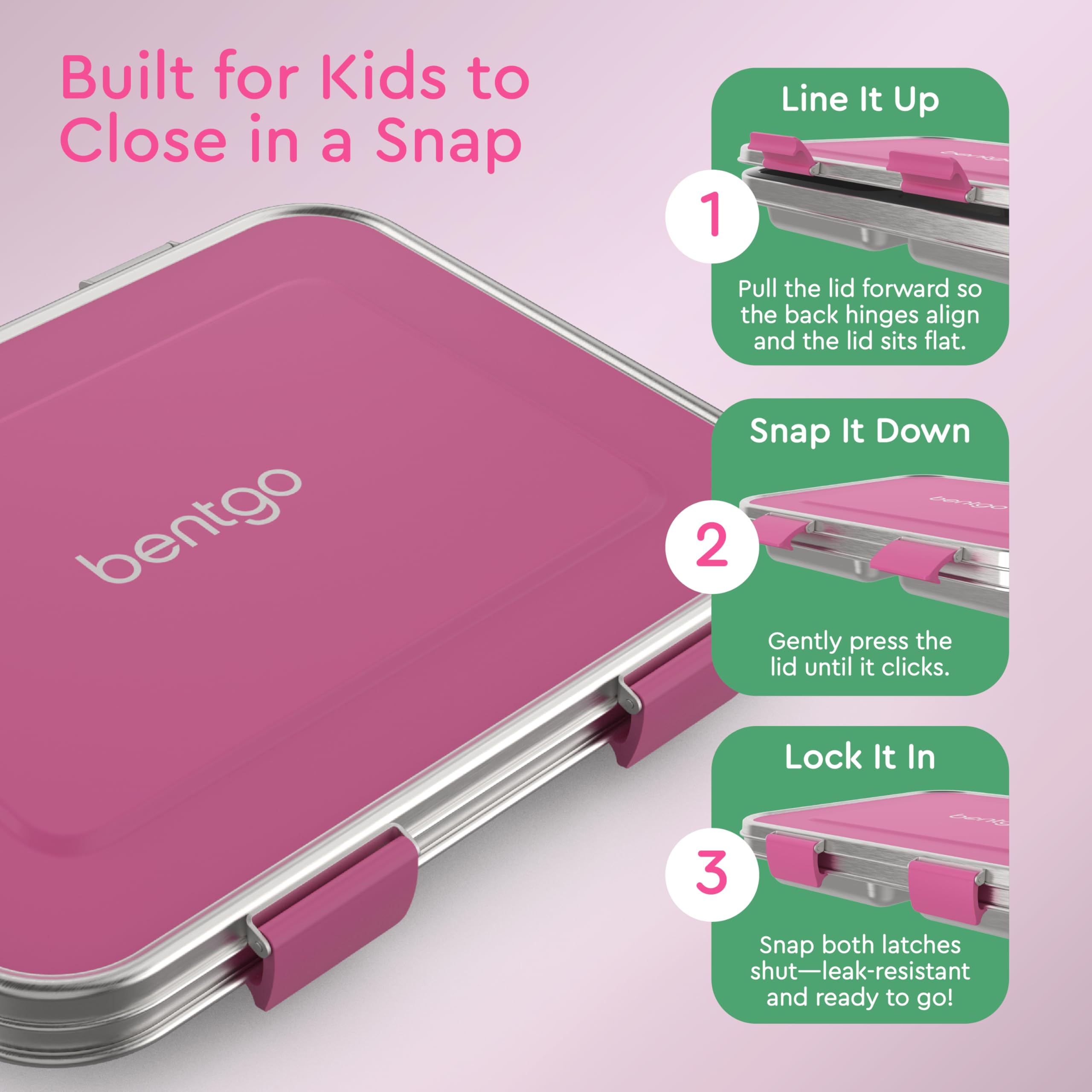 Bentgo Kids Stainless Steel Leak-Resistant Lunch Box - 3-Compartments with Bonus Silicone Container, Durable, Eco-Friendly, Dishwasher Safe, BPA-Free, Ideal for School, Ages 3+ (Blue)